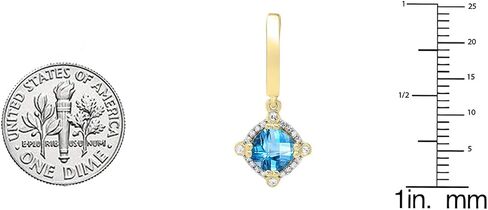Dazzlingrock Collection 6mm Each Cushion Gemstone & Round White Diamond Womens Drop Earrings, 10K Solid Yellow Gold in Kuwait