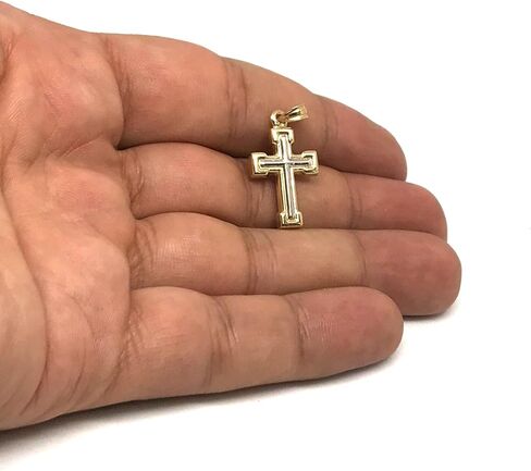 شؤون المجوهرات 14 ك 2 لهجة الذهب لامعة إنهاء أنبوب مربع الصليب قلادة in Kuwait
