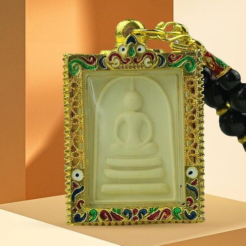 Thai Amulet Pendant Phra Somdej Buddha Pendant Charm Alloy Southeast Asia Famous Blessing Protection Happiness Suitable for Meditation Gift Giving in Saudi Arabia