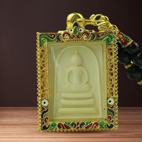 Thai Amulet Pendant Phra Somdej Buddha Pendant Charm Alloy Southeast Asia Famous Blessing Protection Happiness Suitable for Meditation Gift Giving in Saudi Arabia