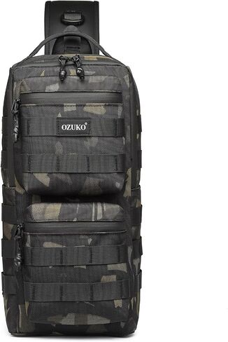 OZUKO Sling Bag for Men, Crossbody Sling Backpack Water Resistant Tactical Shoulder Bag with Multiple Pockets, Compact EDC Daypack for Travel Hiking Outdoor Casual Daily Use in Saudi Arabia
