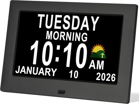 KASTISS Dementia Digital Clock for Seniors 7" Large Display Clock with Day and Date for Elderly Easy to Use 15 Alarms 5 Colors Auto Dimmable Alarm Clock for Bedroom Classroom Senior Gifts (Black) in Saudi Arabia