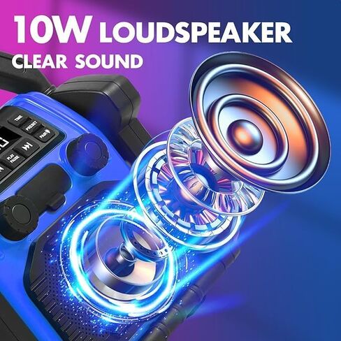 Jobsite Radio Speaker, 30w Ipx 66 Waterproof Fm Clock Radio Portable with LED Lights, Anticollision Fm Radios for Constrution Site/Outdoor/Fishing/Party/Camping (Blue) in Kuwait
