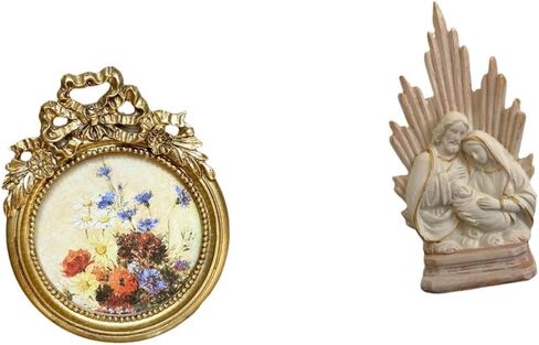 Baoblaze Ornate European Vintage Picture Frame for Holy Family Statue Classic Catholic Sculpture Resin Figurine for Home Office Table Decoration in Kuwait