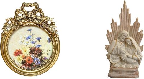 Baoblaze Ornate European Vintage Picture Frame for Holy Family Statue Classic Catholic Sculpture Resin Figurine for Home Office Table Decoration in Kuwait