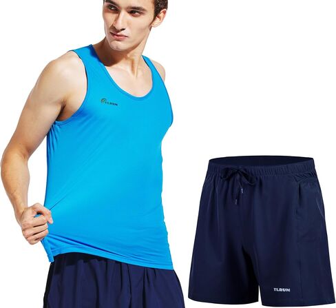 TLRUN Men's Running Tank Top and Shorts Ultra Lightweight Marathon Sets Quick Dry Workout Gym Suit(Blue X-Large) in Saudi Arabia