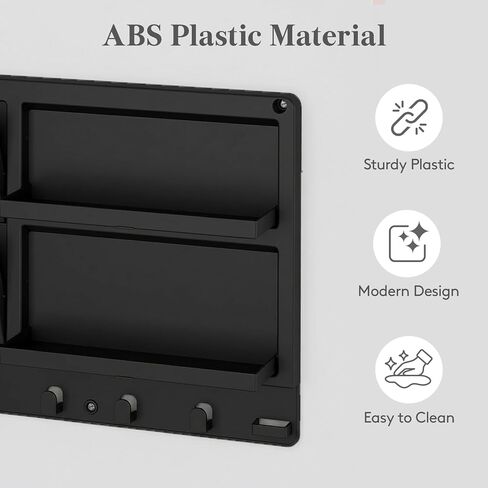 Lifewit Plastic Bedside Shelf, Adhesive Floating Shelves, Key Remote Control Holder, Wall Organizer for Glasses, Phone, Earbuds, Bedroom Decor, Dorm Room Essentials, Black in Kuwait