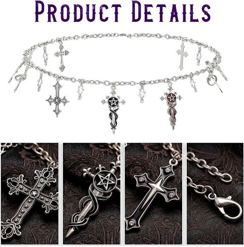 Cross Waist Chain Belt Goth Silver Women Charm Y2K Concer Body Jewelry Rock Rave Crosses Accessories Pants Dress in Saudi Arabia
