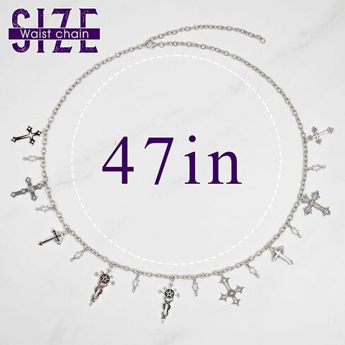 Cross Waist Chain Belt Goth Silver Women Charm Y2K Concer Body Jewelry Rock Rave Crosses Accessories Pants Dress in Saudi Arabia