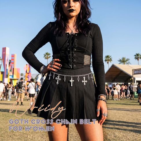 Cross Waist Chain Belt Goth Silver Women Charm Y2K Concer Body Jewelry Rock Rave Crosses Accessories Pants Dress in Saudi Arabia