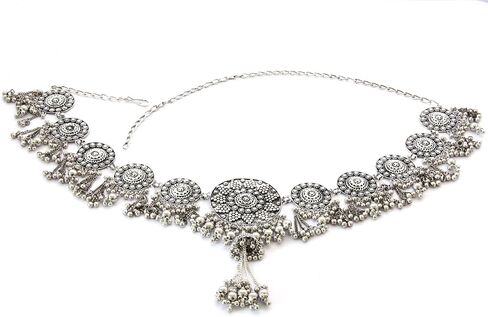 Handmade Womens Fashion Dress Sash Concho Boho Belt - Metal Chain Tassel Medallion Vintage Silver Wedding Bridal - Bohemian Gypsy Hippie Tribal Fusion Belly Dance Waist Decoration Jewelry in Saudi Arabia