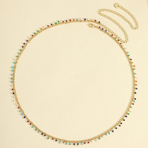 Gold Waist Beads Chain for Women Summer Beach Colorful Beads Waist Chain Layered Belly Belt Chains Sexy Bikini Beachy Jewelry in Kuwait