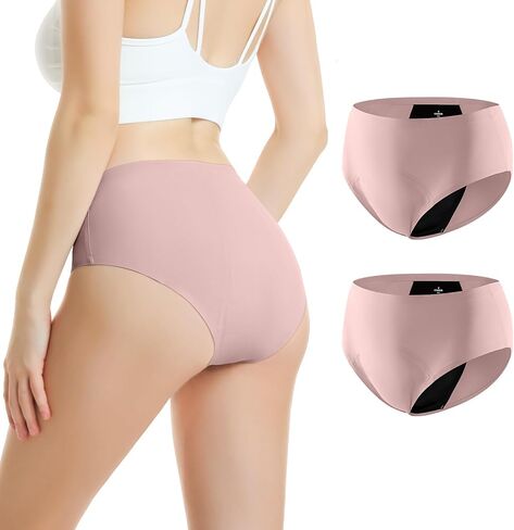 Carer Incontinence Underwear for Women, Washable Absorbency Reusable Women's Leak Proof Protection Panties for Bladder Leakage, Incontinence, Period Pink XL-2pk in Kuwait