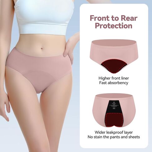 Carer Incontinence Underwear for Women, Washable Absorbency Reusable Women's Leak Proof Protection Panties for Bladder Leakage, Incontinence, Period Pink XL-2pk in Kuwait