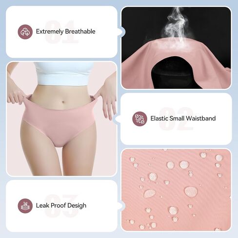 Carer Incontinence Underwear for Women, Washable Absorbency Reusable Women's Leak Proof Protection Panties for Bladder Leakage, Incontinence, Period Pink XL-2pk in Kuwait