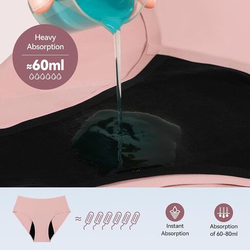 Carer Incontinence Underwear for Women, Washable Absorbency Reusable Women's Leak Proof Protection Panties for Bladder Leakage, Incontinence, Period Pink XL-2pk in Kuwait