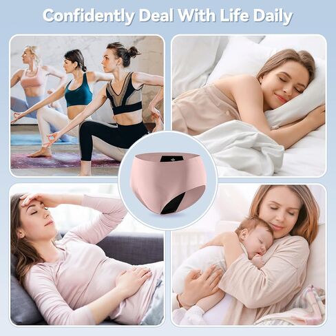 Carer Incontinence Underwear for Women, Washable Absorbency Reusable Women's Leak Proof Protection Panties for Bladder Leakage, Incontinence, Period Pink XL-2pk in Kuwait