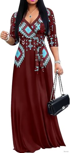 Plus Size Maxi Dress for Women with Pockets Sexy V-Neck Maxi Party Dress S-5XL in Saudi Arabia