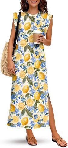 Womens Summer Sleeveless Split Dress Casual Maxi Sundress 2026 Trendy Tank Shirt Long Dresses Party Vacation Outfit in Saudi Arabia