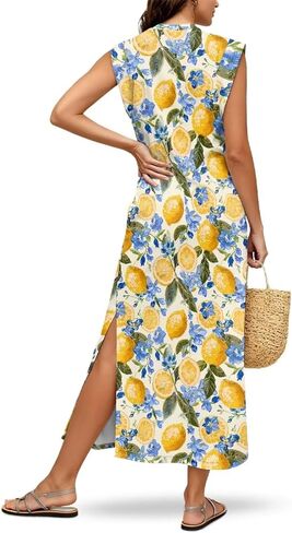 Womens Summer Sleeveless Split Dress Casual Maxi Sundress 2026 Trendy Tank Shirt Long Dresses Party Vacation Outfit in Saudi Arabia