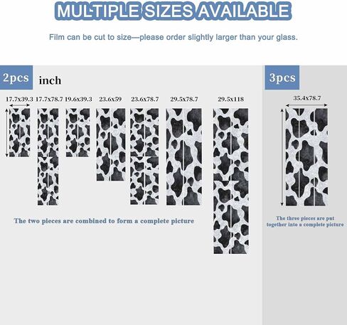 Cow Printed Window Privacy Film Rainbow Static Cling Stain Glass Window Film for Glass Door, Decorative Sunroof Decal Sticker for Car Bathroom Home 19.6"x39.3" Farmhouse Black White Animals Textured in Saudi Arabia