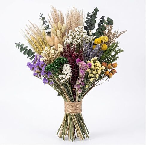 18 Kinds Natural Dried Flowers DIY Kit, 10~12 Inch Dry Flowers Arrangements, 130Pcs Handpicked Including Lavender & Roes & Wheat, for Home Office Wedding Decor in Saudi Arabia