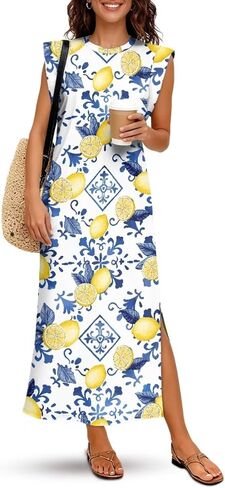 Womens Summer Sleeveless Split Dress Casual Maxi Sundress 2026 Trendy Tank Shirt Long Dresses Party Vacation Outfit in Saudi Arabia