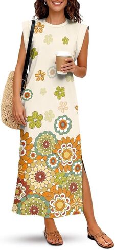 Womens Summer Sleeveless Split Dress Casual Maxi Sundress 2026 Trendy Tank Shirt Long Dresses Party Vacation Outfit in Saudi Arabia
