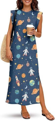 Womens Summer Sleeveless Split Dress Casual Maxi Sundress 2026 Trendy Tank Shirt Long Dresses Party Vacation Outfit in Saudi Arabia