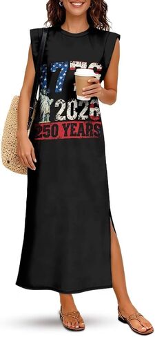 Womens Summer Sleeveless Split Dress Casual Maxi Sundress 2026 Trendy Tank Shirt Long Dresses Party Vacation Outfit in Saudi Arabia