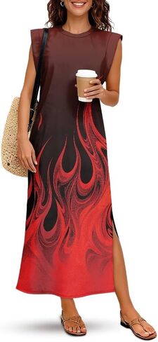 Womens Summer Sleeveless Split Dress Casual Maxi Sundress 2026 Trendy Tank Shirt Long Dresses Party Vacation Outfit in Saudi Arabia