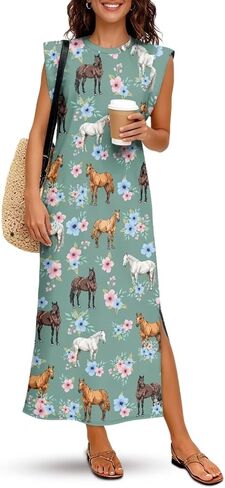 Womens Summer Sleeveless Split Dress Casual Maxi Sundress 2026 Trendy Tank Shirt Long Dresses Party Vacation Outfit in Saudi Arabia