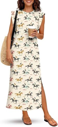 Womens Summer Sleeveless Split Dress Casual Maxi Sundress 2026 Trendy Tank Shirt Long Dresses Party Vacation Outfit in Saudi Arabia