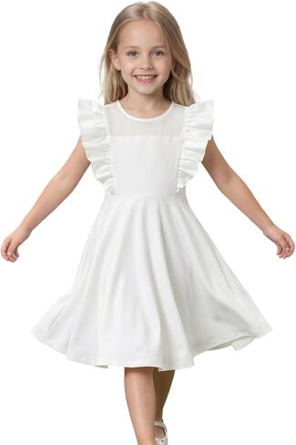 Noubeau Girls Ruffle Dress for Teens Party Casual Mesh A Line Dresses for Big Girls Summer Graduation Outfits in Kuwait