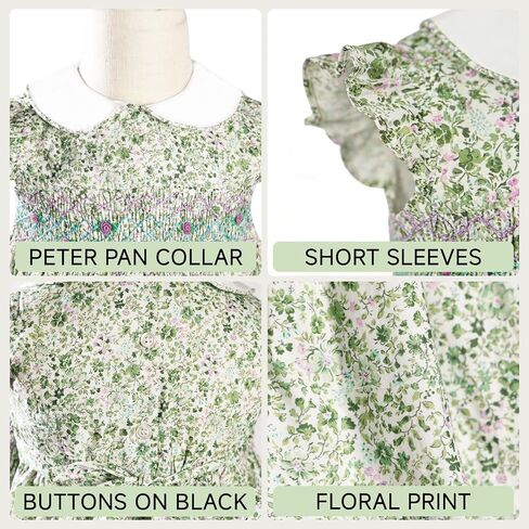 Girls Toddler Dresses Smocked Vintage Spring Summer Floral Cotton Little Girl Dress in Saudi Arabia
