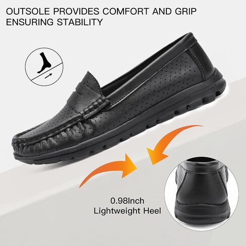 Women's Loafers Comfortable Lightweight Breathable Leather Nursing Shoes Slip On Nurse Shoes Work Shoes with Arch Support in Saudi Arabia