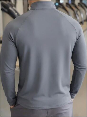 SOLY HUX Men's Quarter Zip Workout Shirts Mock Neck Long Sleeve Athletic T Shirt Sports Running Gym Tops in Kuwait