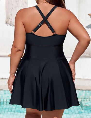 Charmo Women's Plus Size Swimsuit with Side Pockets One Piece Tummy Control Bathing Suit Push Up V Neck Swim Dress 2026 in Kuwait