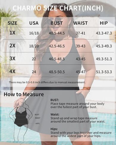 Charmo Women's Plus Size Swimsuit with Side Pockets One Piece Tummy Control Bathing Suit Push Up V Neck Swim Dress 2026 in Kuwait