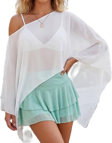 Sheer Poncho for Women, Mesh Beach Cover Up, Lightweight See Through Summer Shawl Tops for Swim, Vocation, Dailywear in Saudi Arabia