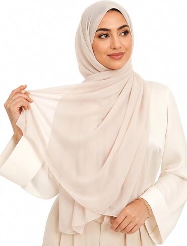 Women’s Chiffon Hijab Scarf - Heavyweight Solid Color Shawl & Wrap, Soft Breathable Headwrap for All Seasons in Saudi Arabia