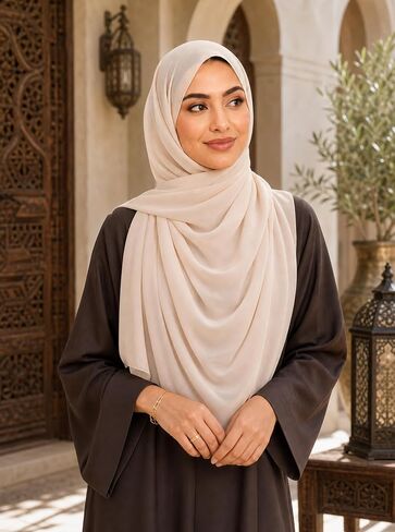 Women’s Chiffon Hijab Scarf - Heavyweight Solid Color Shawl & Wrap, Soft Breathable Headwrap for All Seasons in Saudi Arabia