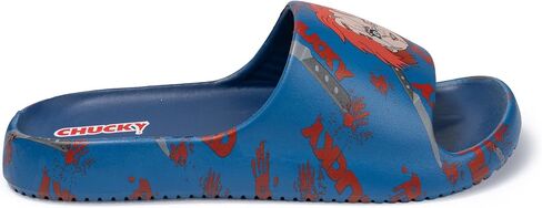 Chucky Pool Sandals Men's Blue All-Over Print Pool Slides - Quick-Dry Beach Doll Motifs Flip-flops, Adult Sizes 8/9-12 Water Shoes for Fans in Kuwait