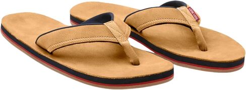 Hari Mari Pier - Men's Premium Leather Flip Flops - Water Resistant Sandals with Leather Straps and Firm Arch Support - Summer Shoes for Men - Tan - Size 11 in Saudi Arabia