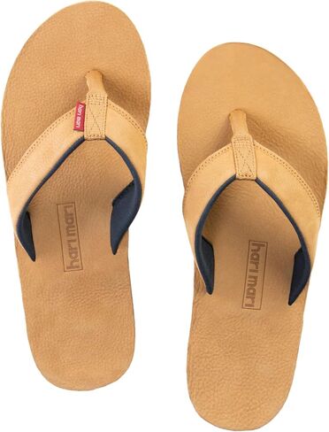 Hari Mari Pier - Men's Premium Leather Flip Flops - Water Resistant Sandals with Leather Straps and Firm Arch Support - Summer Shoes for Men - Tan - Size 11 in Saudi Arabia
