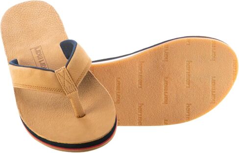Hari Mari Pier - Men's Premium Leather Flip Flops - Water Resistant Sandals with Leather Straps and Firm Arch Support - Summer Shoes for Men - Tan - Size 11 in Saudi Arabia