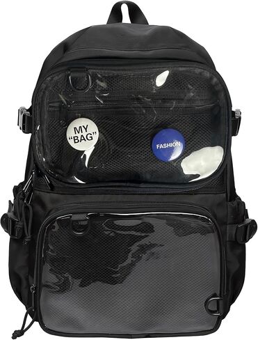 Ita Bag Backpack Double Window Pins Bag with insert, Backpack for Cosplay and Concert(Pins NOT Included) (Black) in Kuwait