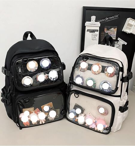 Ita Bag Backpack Double Window Pins Bag with insert, Backpack for Cosplay and Concert(Pins NOT Included) (Black) in Kuwait