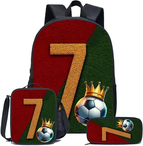 17'' Large-Capacity Soccer Superstars Backpack Set With a 3 in 1 Fashionable and Personalized Style is Exquisitely Designed and Widely Applicable, Making it an Ideal Choice(Red green mixed color) in Kuwait