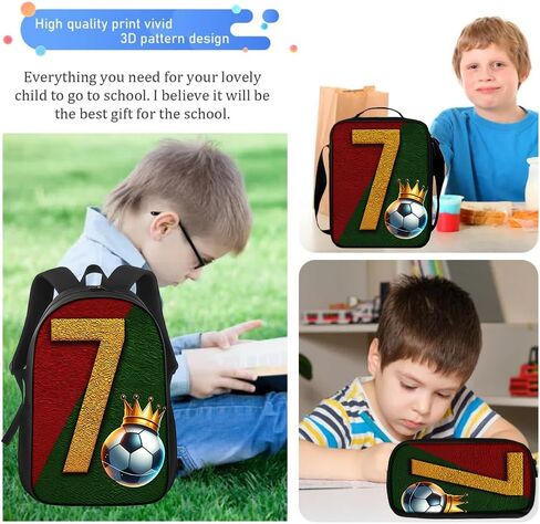 17'' Large-Capacity Soccer Superstars Backpack Set With a 3 in 1 Fashionable and Personalized Style is Exquisitely Designed and Widely Applicable, Making it an Ideal Choice(Red green mixed color) in Kuwait